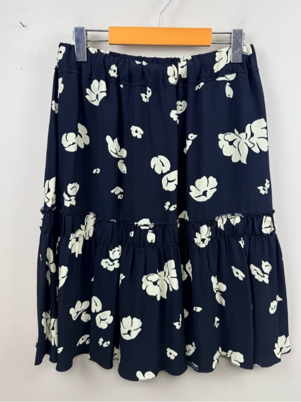 A.P.C rue Madame Paris viscose floral print pull on midi skirt with ruffle 40